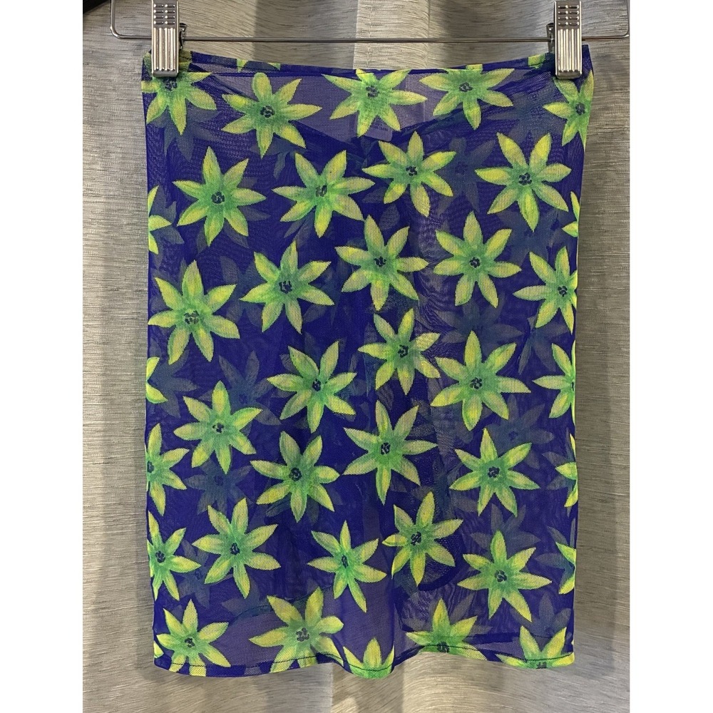 Vintage 90s Pacific‎ Connections Floral Sheer Swim Tie Cover Up Skirt Medium - Picture 3 of 5